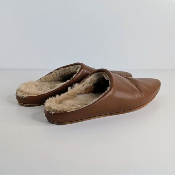 Coclico Dia Mule Shearling Slides 38 Brown Leather Quiet Luxury Cozy Chic - Picture 12 of 13